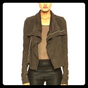 Rick Owens Lambskin Classic Biker Jacket Sz 6 Brwn